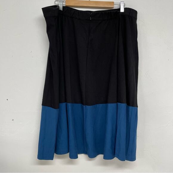Eloquii Black & Blue Colorblock A Line Skirt Womens 22 Preppy Casual Modest - Picture 5 of 7
